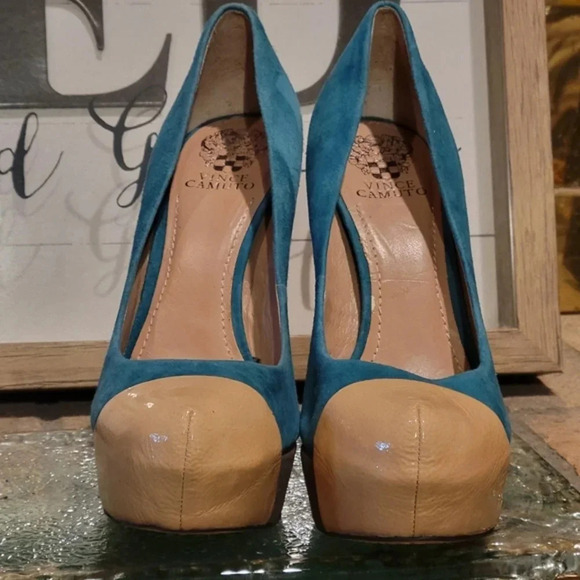 Vince Camuto Jorgie Platform Heel Suede Patent Leather Wmns 10 - Picture 3 of 15